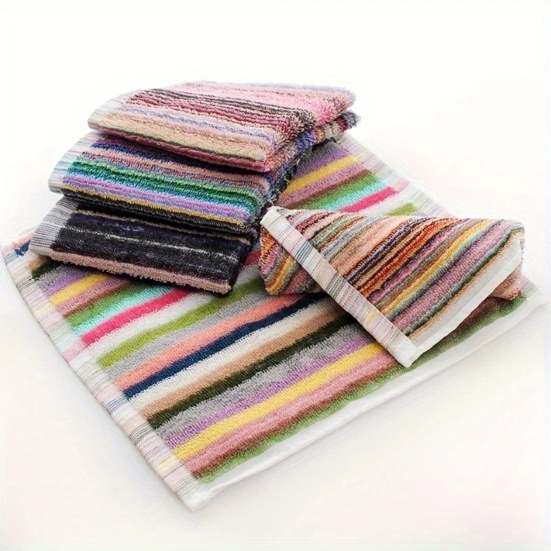 10pcs Multicolor Striped Cotton Dish Cloths-Heavy-Duty Absorbent Multi-Color Cleaning Towels Suitable, Dishwashing,household