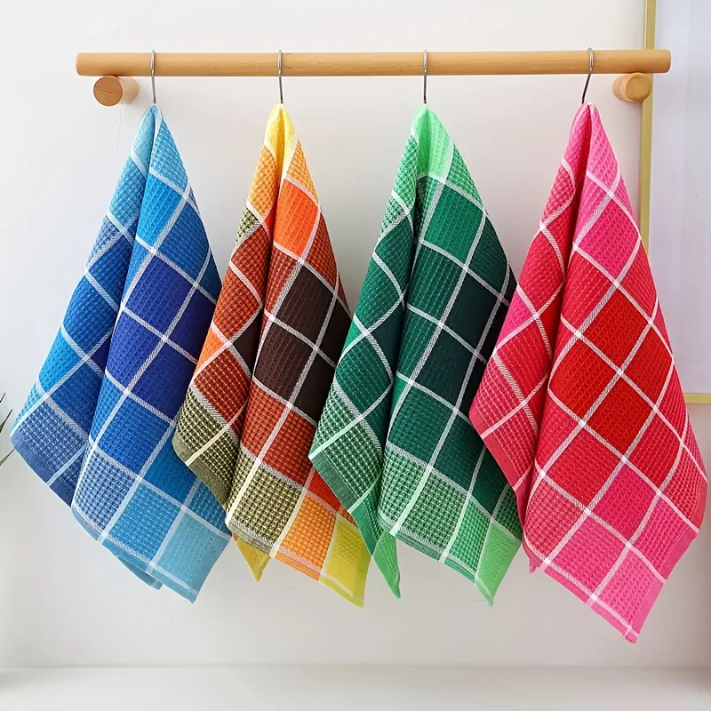 3-Pack, 38Cm*65Cm, Soft and Absorbent Kitchen Towels, with Colorful Checkered Pattern Dishcloths, Suitable for Drying Dishes and Household Use, Machine Washable, Stylish Dish Towels, Modern Design, High-Quality Weaving, Multi