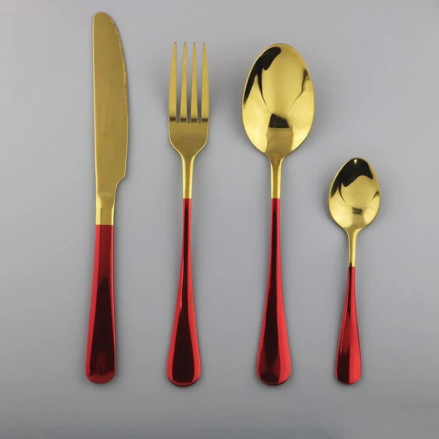 Westerm Blue Cutlery Set Dinnerware Forks Knives Spoons Tea Spoon Flatware Kitchen Dinner 18/10 Stainless Steel Tableware Set