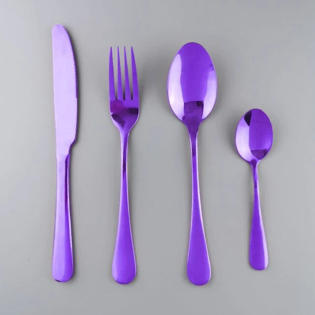 Westerm Blue Cutlery Set Dinnerware Forks Knives Spoons Tea Spoon Flatware Kitchen Dinner 18/10 Stainless Steel Tableware Set