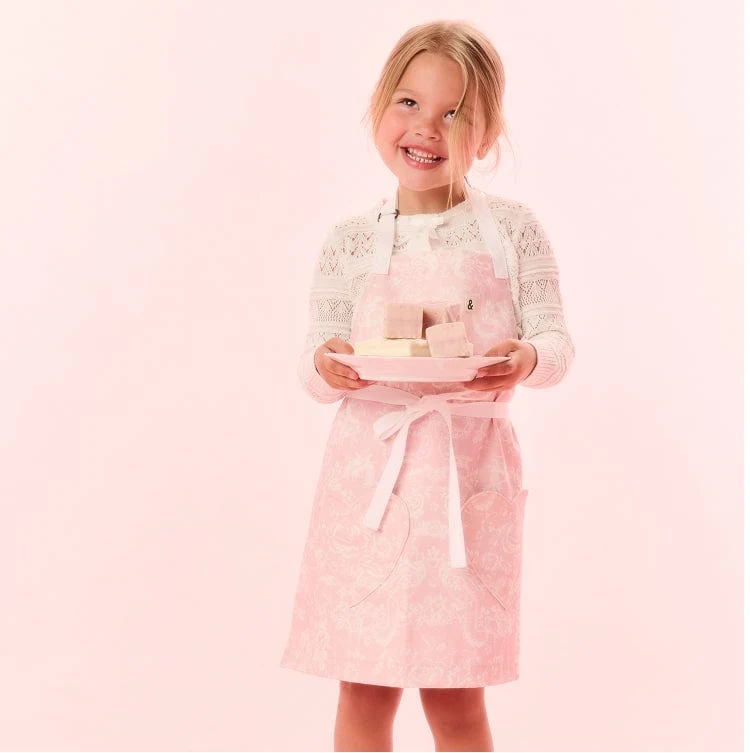 LoveShackFancy x H&B Toscana Toile Perennial Pink Kids Apron