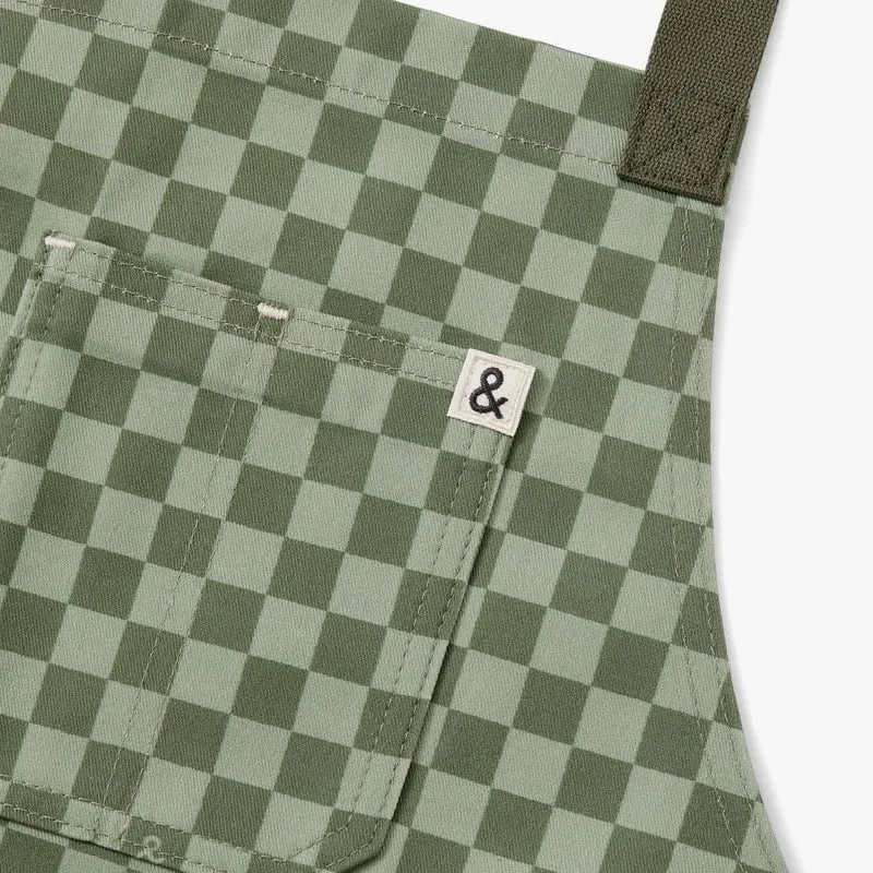 Kale Green Check Crossback Apron