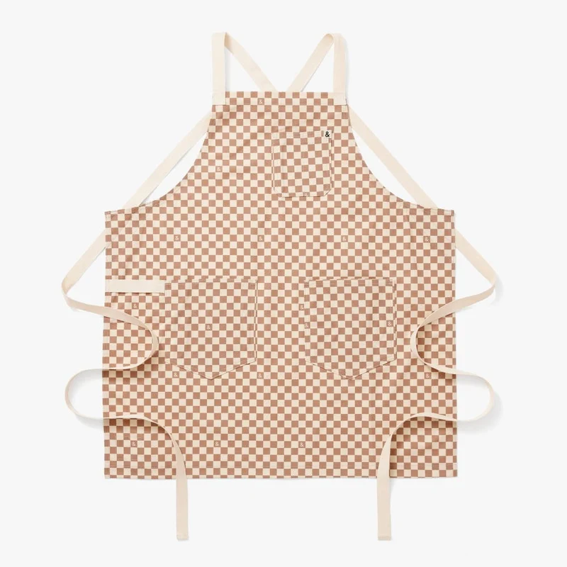Desert Brown Check Crossback Apron