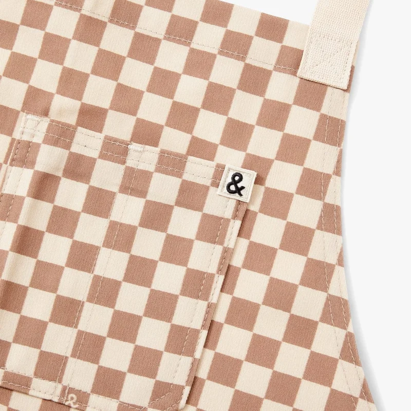 Desert Brown Check Crossback Apron