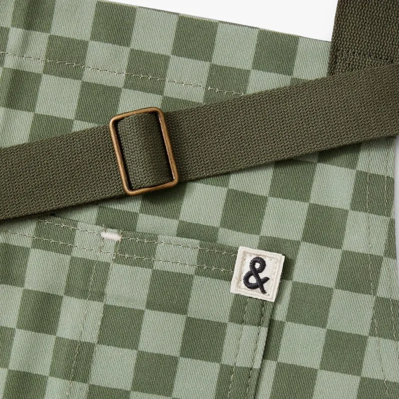Kale Green Check Essential Apron