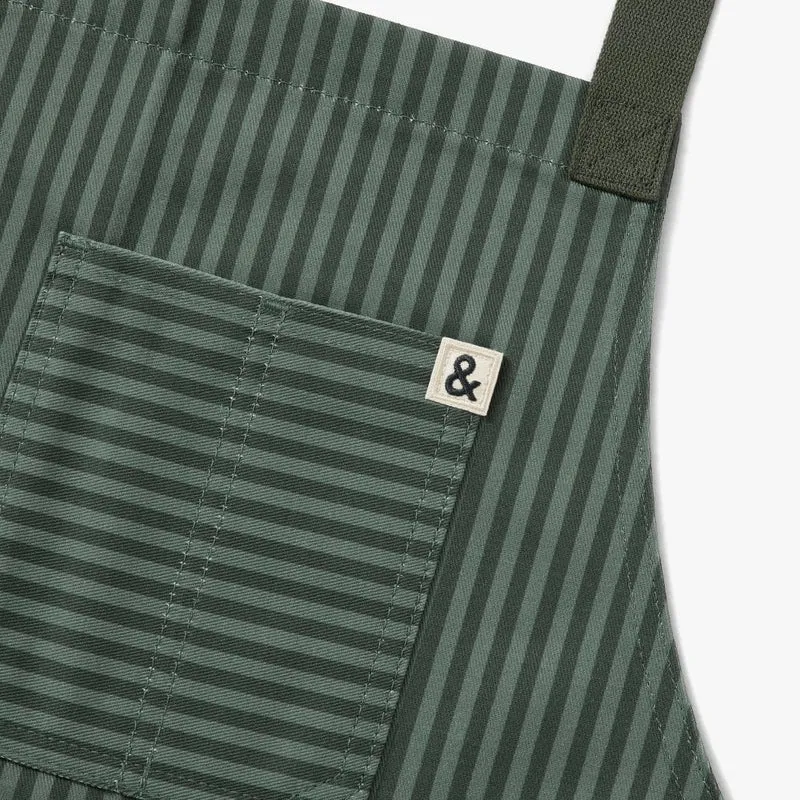 Kale Green Stripe Crossback Apron
