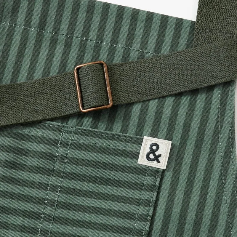 Kale Green Stripe Essential Apron