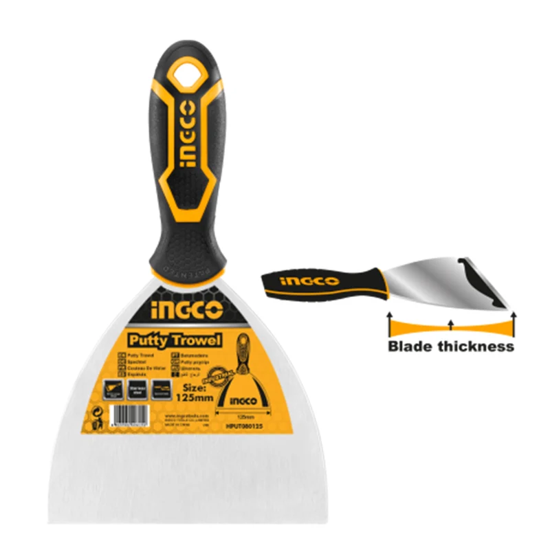 Spatola manico ergonomico 125 mm. in acciaio Ingco