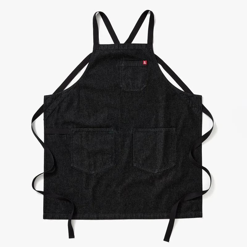 Abalone Black Denim Crossback Apron