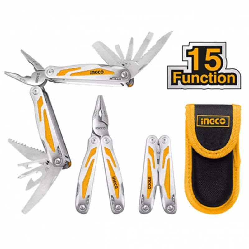 Utensile multiuso pieghevole 15 funzioni in acciaio Ingco