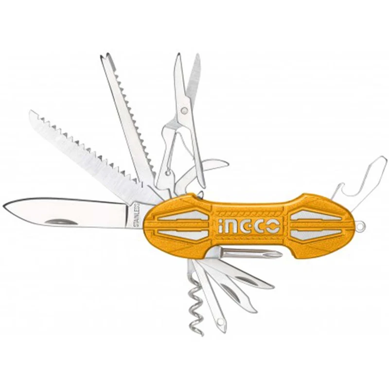Coltello svizzero multiuso 15 utensili Acciaio Inox Ingco