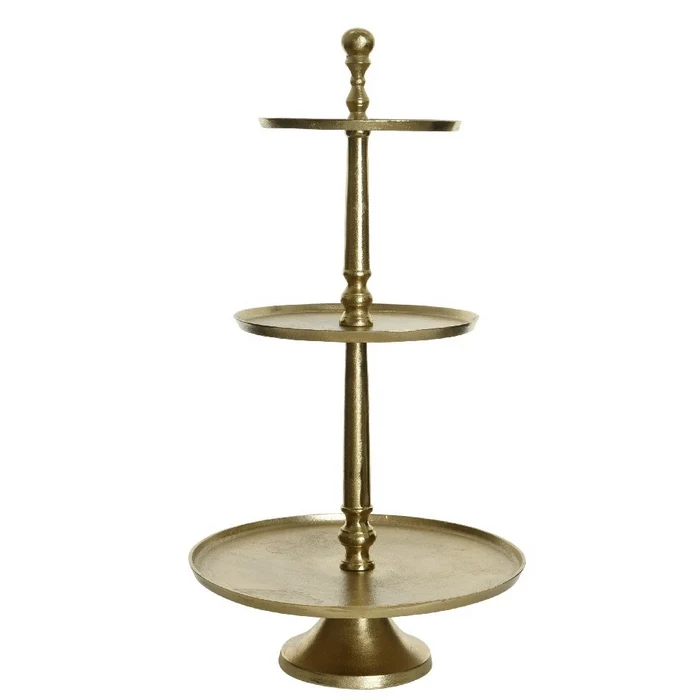Alzata per dolci a 3 livelli, in alluminio dorato 81 cm