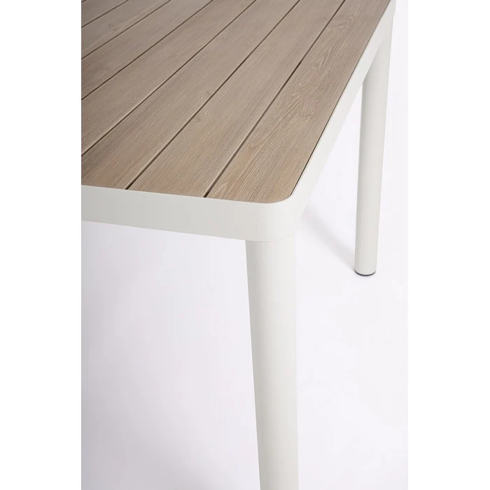 Set tavolo da giardino in alluminio con piano effetto legno, con 8 sedie - Ulises