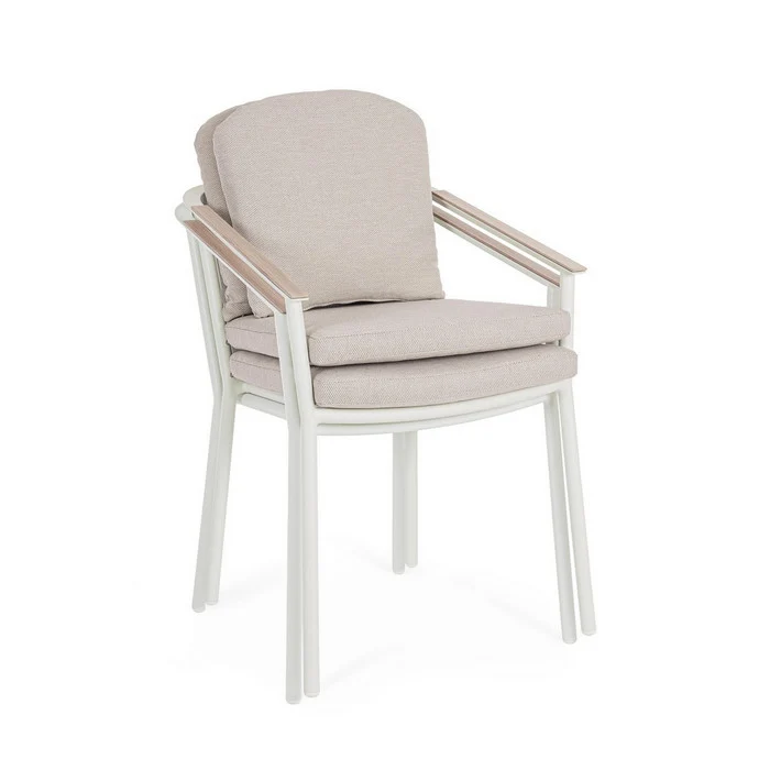 Set tavolo da giardino in alluminio con piano effetto legno, con 8 sedie - Ulises