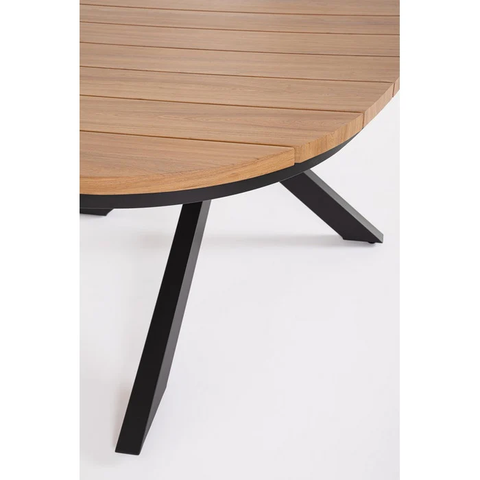 Tavolo in alluminio ovale per esterno con piano effetto legno 218x115 cm - Zelmar