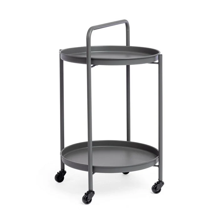 Carrello tondo in metallo con vassoio - Austin