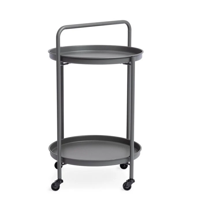 Carrello tondo in metallo con vassoio - Austin