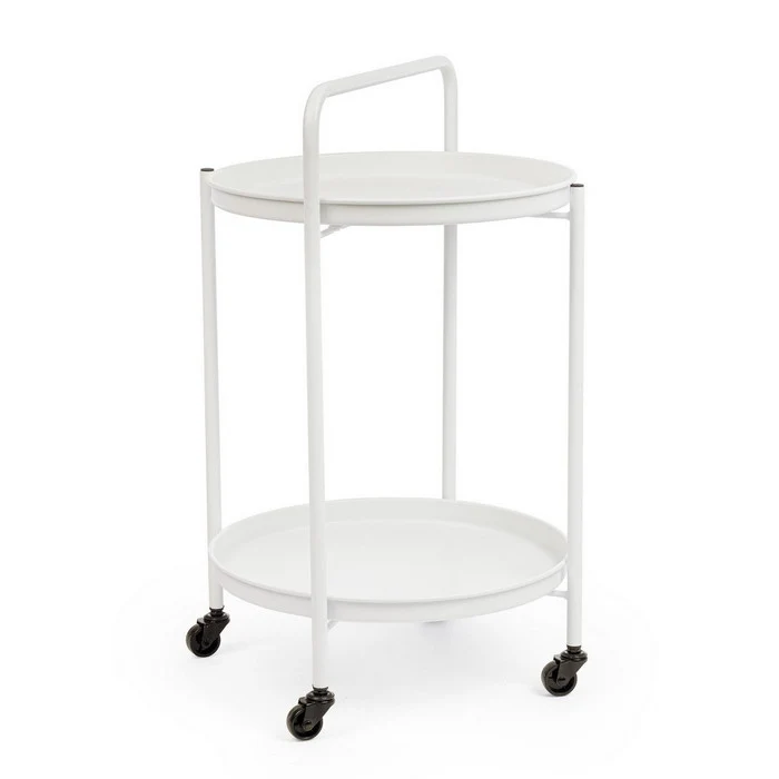 Carrello tondo in metallo con vassoio - Austin