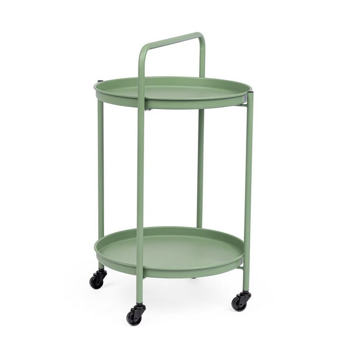Carrello tondo in metallo con vassoio - Austin
