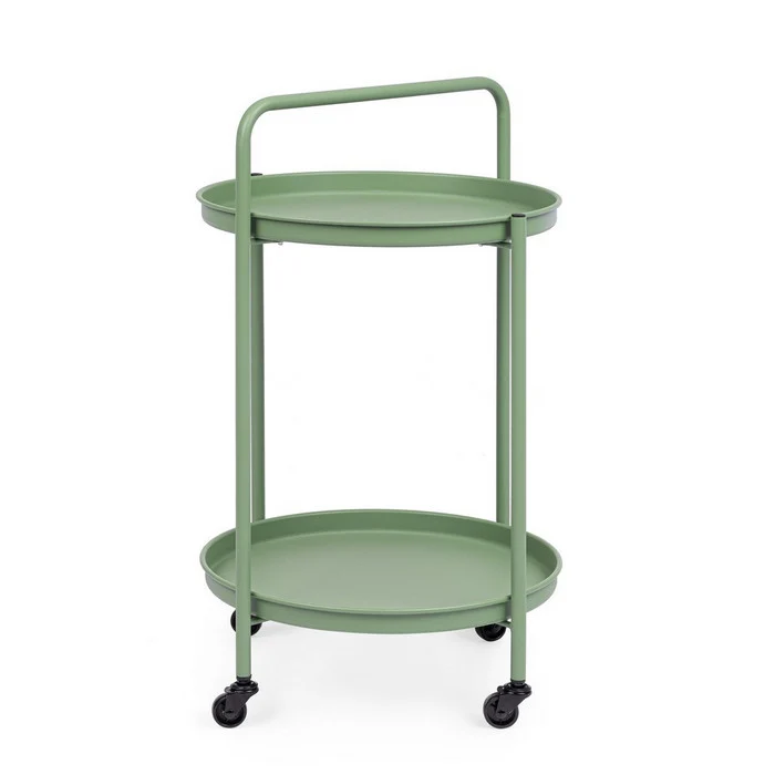 Carrello tondo in metallo con vassoio - Austin