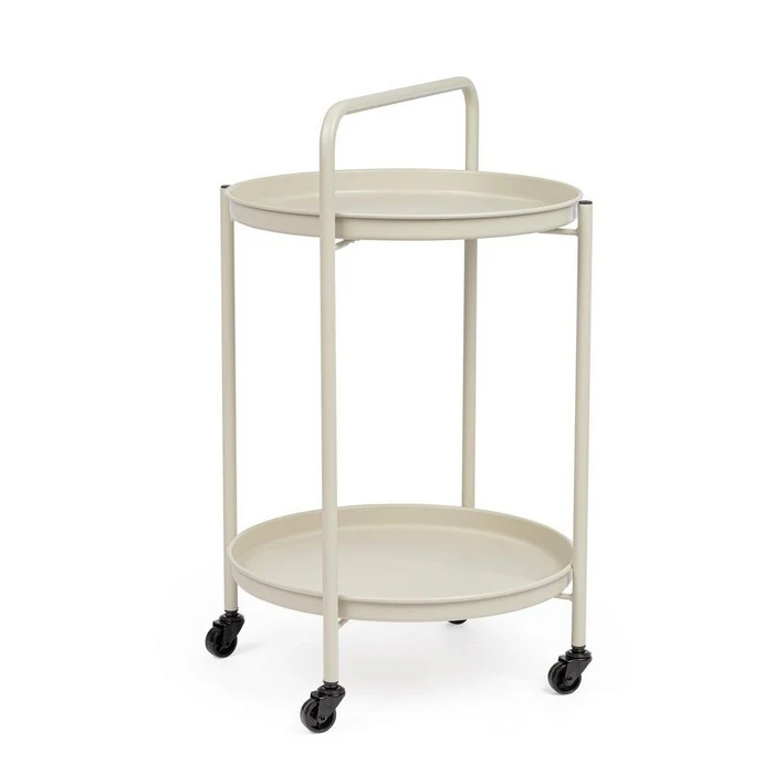 Carrello tondo in metallo con vassoio - Austin