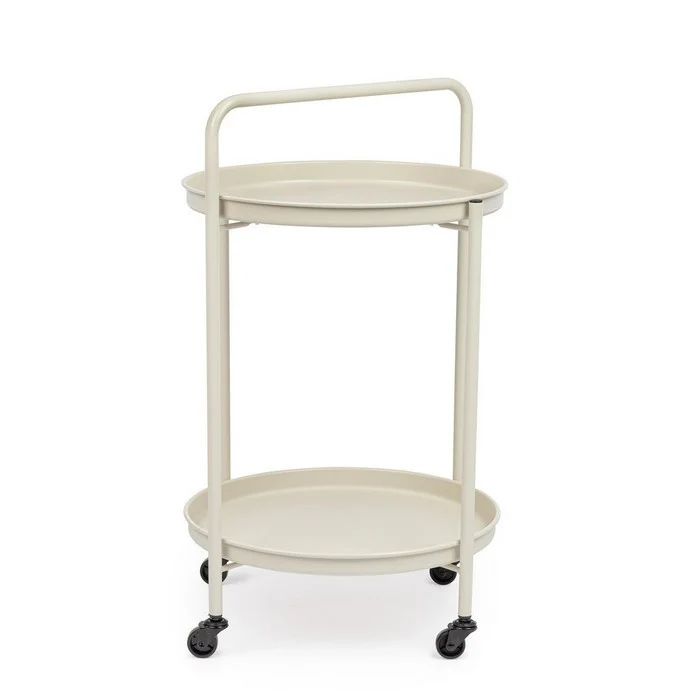 Carrello tondo in metallo con vassoio - Austin