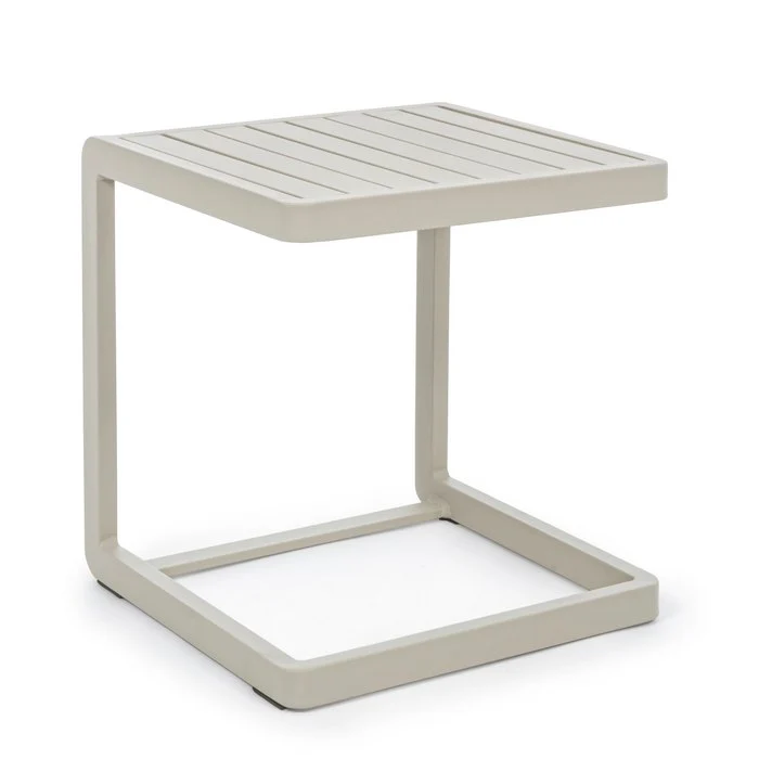 Tavolino da giardino in alluminio con piede laterale 40x40 cm - Konnor