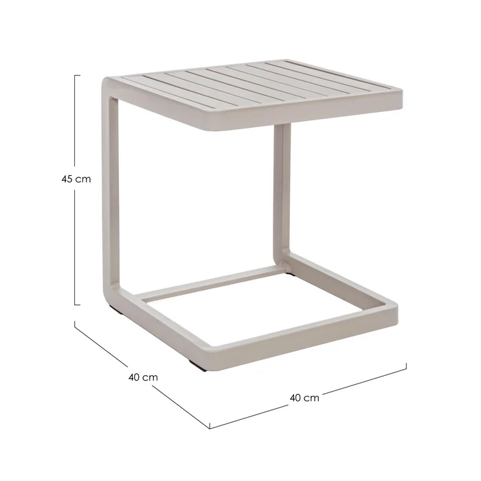 Tavolino da giardino in alluminio con piede laterale 40x40 cm - Konnor