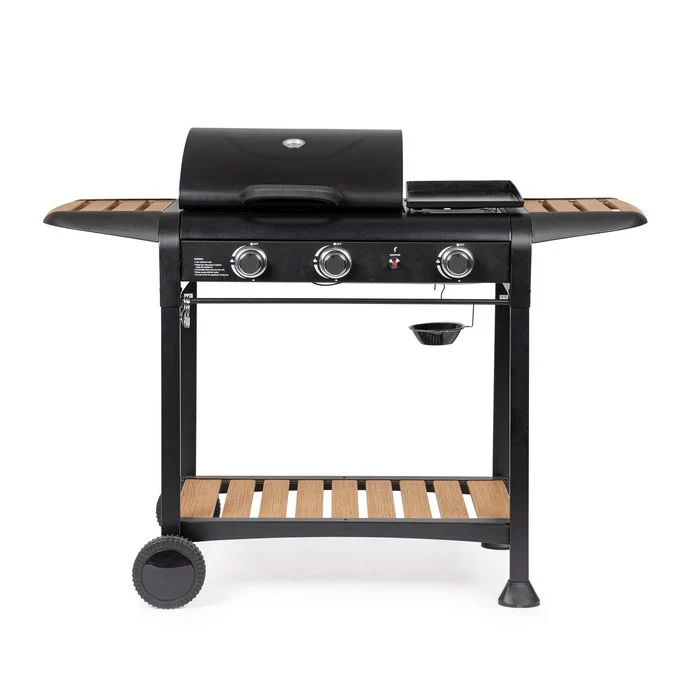 Barbecue a gas con 3 bruciatori con ruote - Loni