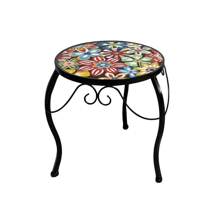 Supporto rotondo per piante 3 gambe con mosaico - Sanremo