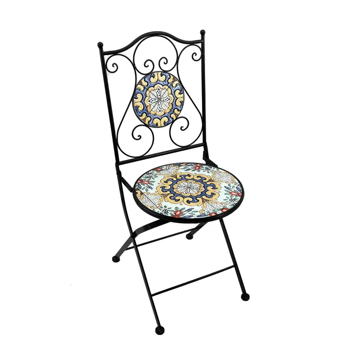 Sedia pieghevole in metallo con mosaico - Caltagirone