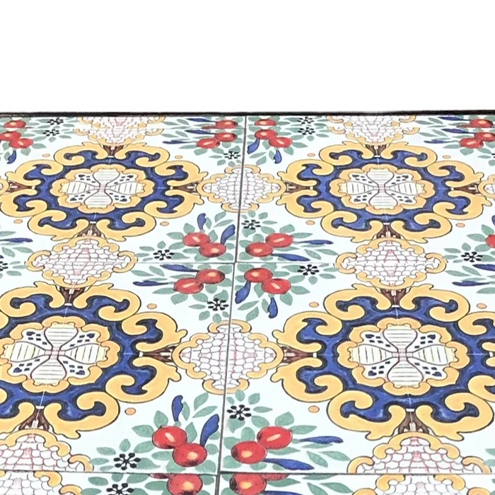 Tavolo quadrato da giardino in metallo con mosaico - Caltagirone