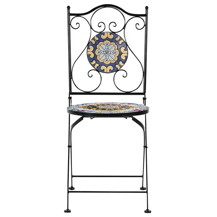 Set tavolo con sedie pieghevoli in metallo con mosaico - Caltagirone