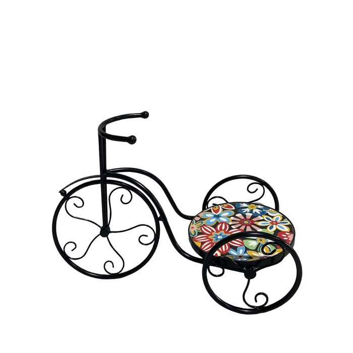 Bicicletta porta vaso in metallo, con decorazione mosaico - Sanremo