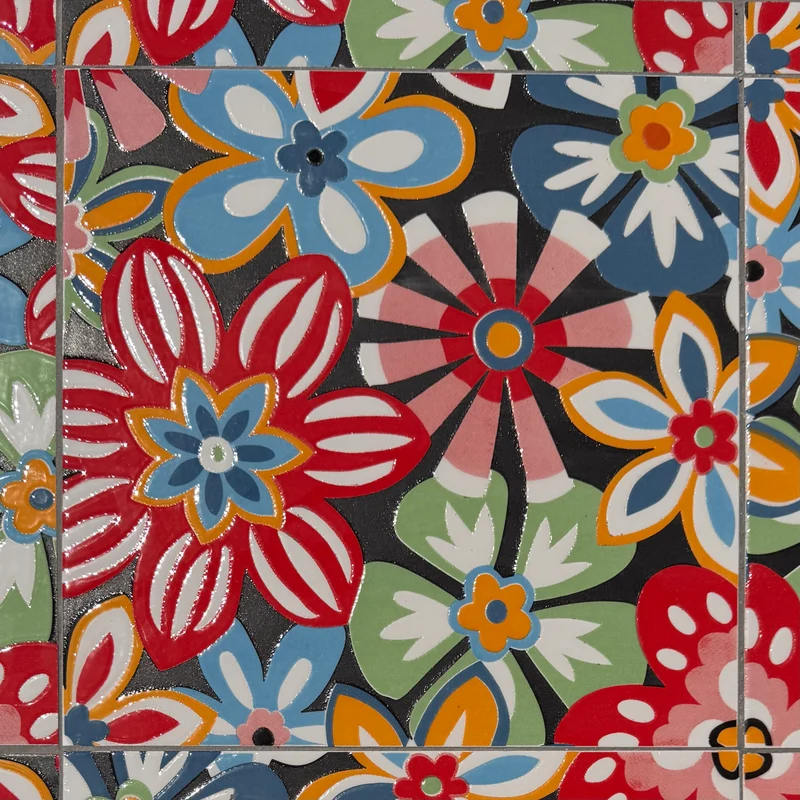 Tavolo quadrato da giardino in metallo con mosaico - Sanremo