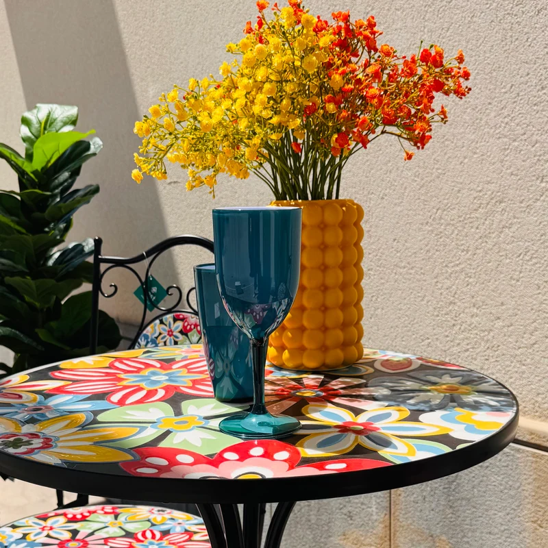 Set tavolo con sedie pieghevoli in metallo con mosaico - Sanremo