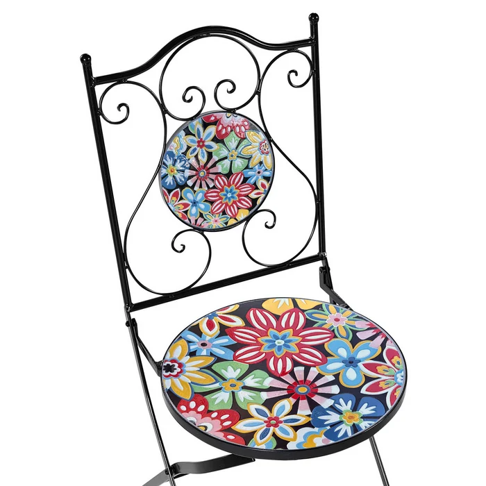 Set tavolo con sedie pieghevoli in metallo con mosaico - Sanremo