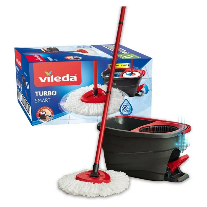 Vileda Turbo Smart con fiocco in microfibra e secchio spin