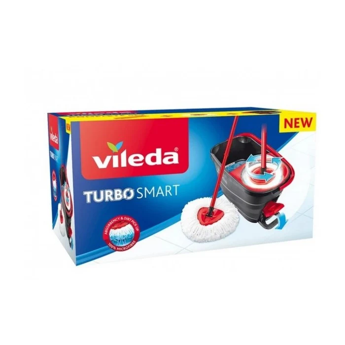 Vileda Turbo Smart con fiocco in microfibra e secchio spin