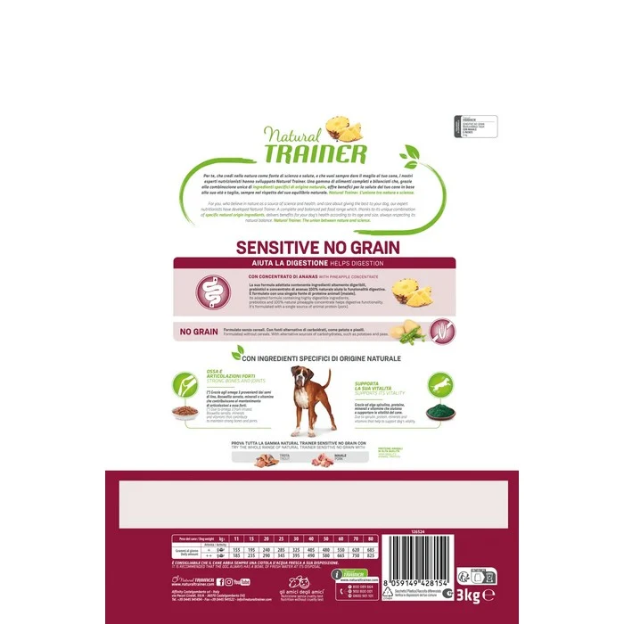 Natural Trainer Sensitive No Grain Medium Maxi Adult con Maiale