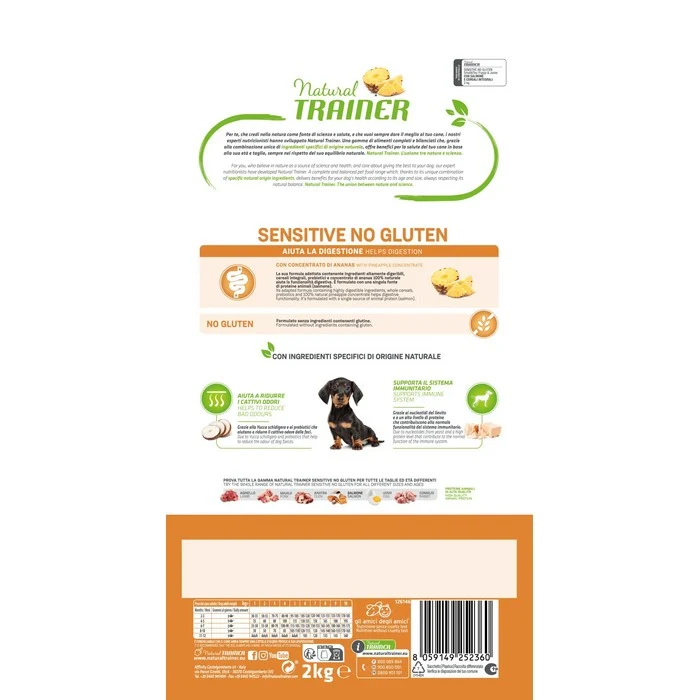 Natural Trainer Sensitive No Gluten Small&Toy Puppy Junior con Salmone