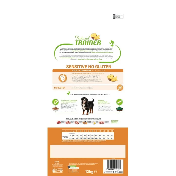 Natural Trainer Sensitive No Gluten Medium Maxi Adult con Salmone
