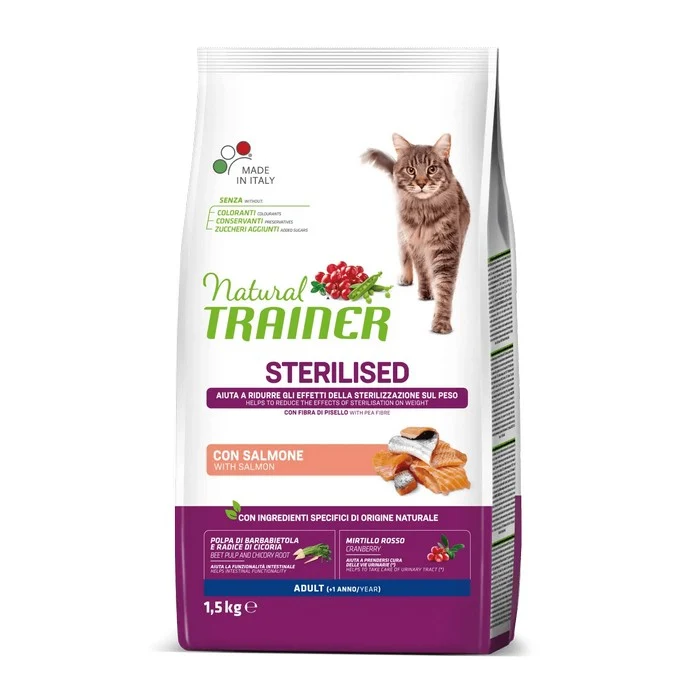 Natural Trainer Cat Adult Sterilised con Salmone