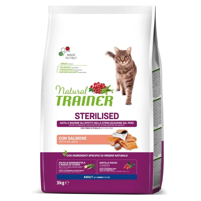 Natural Trainer Cat Adult Sterilised con Salmone