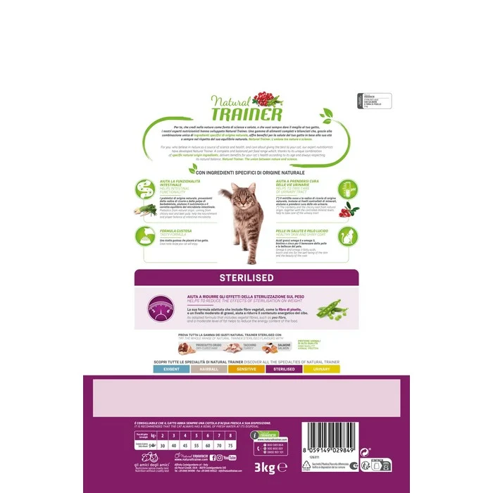 Natural Trainer Cat Adult Sterilised con Salmone