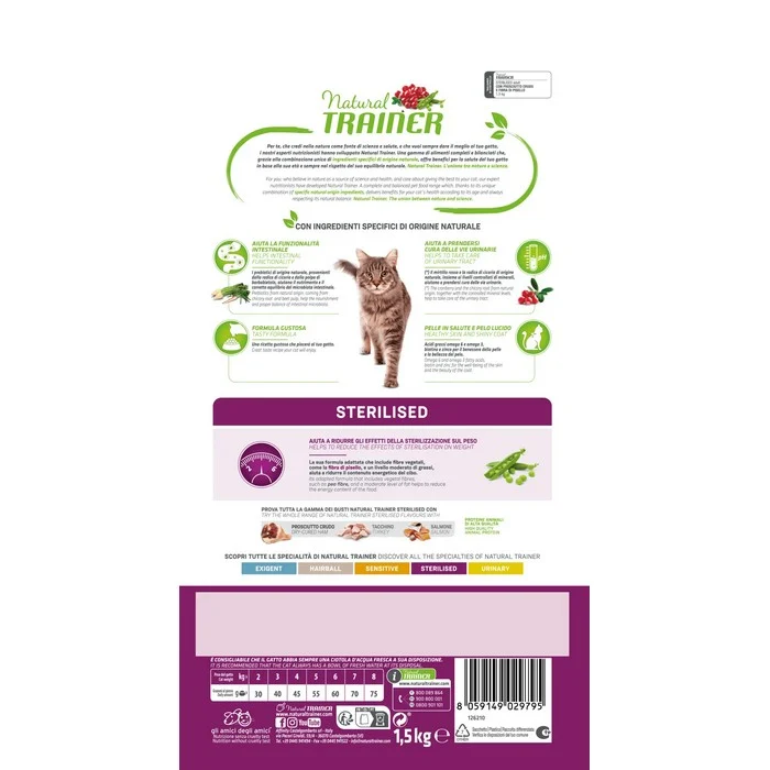 Natural Trainer Cat Adult Sterilised con Prosciutto crudo
