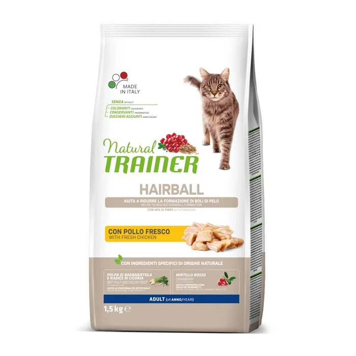 Natural Trainer Cat Adult Hairball con Pollo