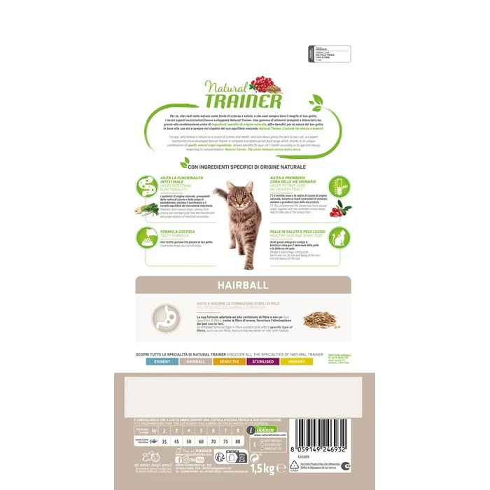 Natural Trainer Cat Adult Hairball con Pollo