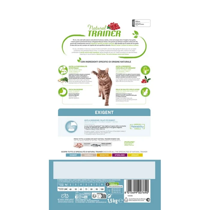 Natural Trainer Cat Adult Exigent con Pesce azzurro