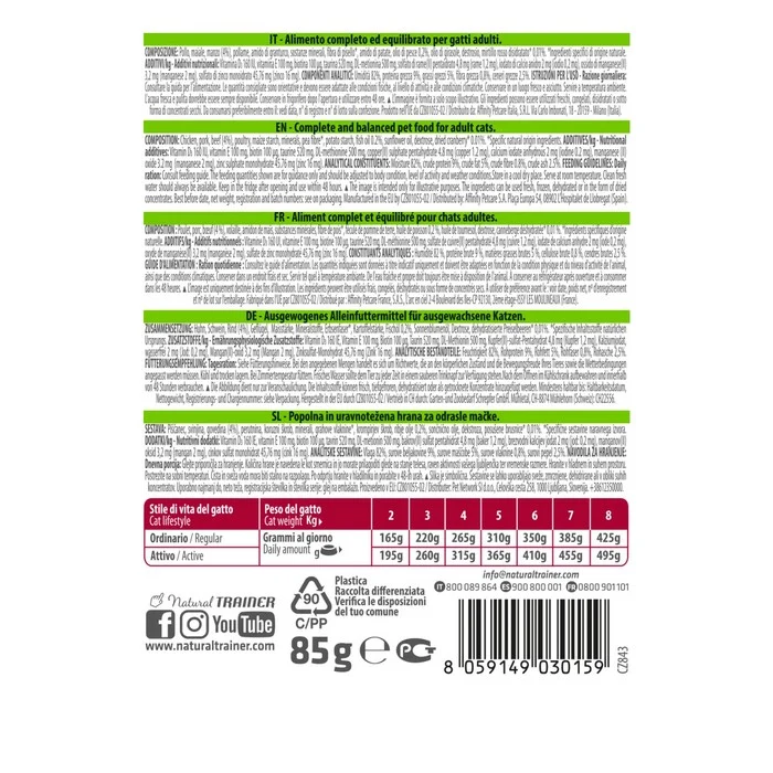 Natural Trainer Cat Adult con Manzo 85g